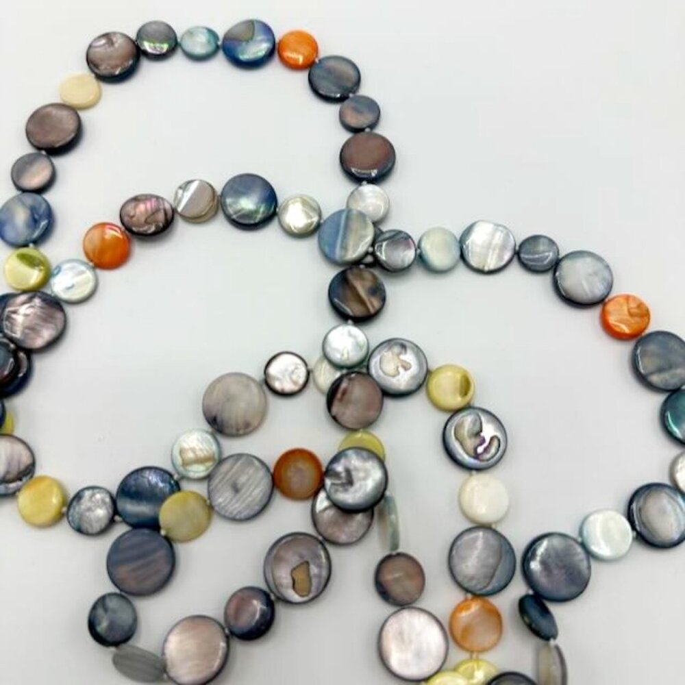 Ultra Long Shell Disc Bead Necklace